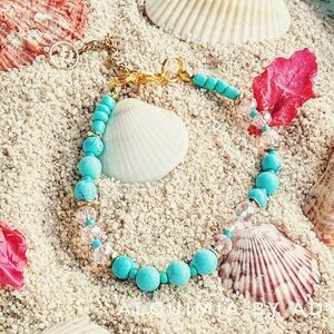 DOPAMINE +Multicolored Beaded Bracelet | TURQUOISE & GOLD